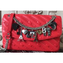 Balenciaga BB Round M Graffiti Print Bag Red 2018