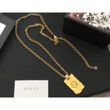 Gucci Textured Metal Pendant Necklace 592202 2019
