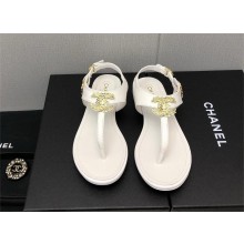 Chanel CC Thong Sandals WHITE 2023