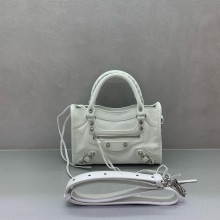 BALENCIAGA Le City Bag mini in white calfskin with silver hardware 2025