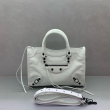 BALENCIAGA Le City Bag small in white calfskin with black hardware 2025