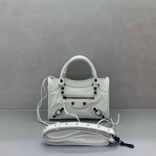 BALENCIAGA Le City Bag mini in white calfskin with black hardware 2025