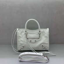 BALENCIAGA Le City Bag small in white calfskin with silver hardware 2025