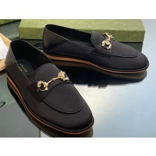 Gucci Horsebit loafer with crystals ‎759780 Satin Black 2023