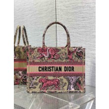 Dior Medium Book Tote Bag in Peach Pink Toile de Jouy Sauvage Embroidery 2024