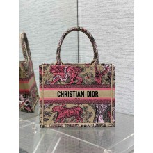 Dior SMALL Book Tote Bag in Peach Pink Toile de Jouy Sauvage Embroidery 2024
