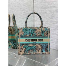 Dior SMALL Book Tote Bag in Aquamarina Toile de Jouy Sauvage Embroidery 2024