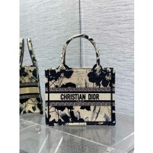 Dior SMALL Book Tote Bag in Beige and Black Fleurs Mystiques Embroidery 2024 