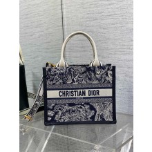 Dior Small Book Tote bag in Blue Toile de Jouy Reverse Embroidery and Calfskin 2024