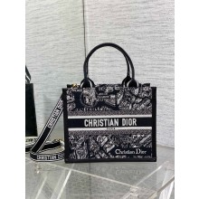 Dior Small Book Tote bag in Black and White Plan de Paris Embroidery 2024