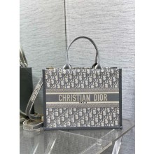 Dior Medium Book Tote bag in Gray Dior Oblique Embroidery and Calfskin 2024 