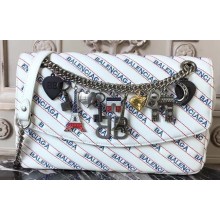 Balenciaga BB Round M Charms Bag White/Blue/Red 2018