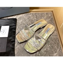 Prada logo-detailed PVC mules silver 2022