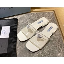 Prada logo-detailed PVC mules white 2022