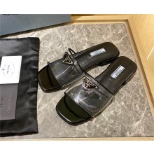 Prada logo-detailed PVC mules black 2022