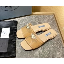 Prada logo-detailed PVC mules apricot 2022