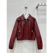 gucci GG embossed leather bomber jacket burgundy 2024 