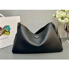 Prada Aimée large leather shoulder bag 1Bc228 black 2024