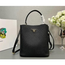 Prada Medium Saffiano Leather Panier Bag 1BA212 BLACK 2024