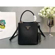 Prada SMALL Saffiano Leather Panier Bag 1BA217 BLACK 2024