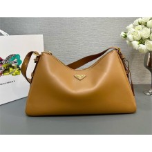 Prada Aimée large leather shoulder bag 1Bc228 caramel 2024