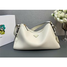 Prada Aimée large leather shoulder bag 1Bc228 white 2024