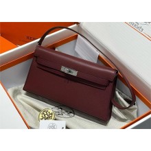Hermes Kelly Elan Bag In epsom Leather burgundy with silver hardware