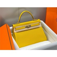 Hermes Kelly 25 Bag In togo Leather JAUNE AMBRE with gold hardware
