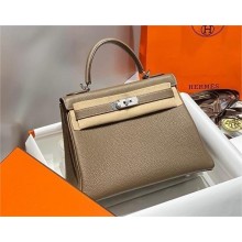 Hermes Kelly 25 Bag In togo Leather ELEPHANT GRAY with SILVER hardware