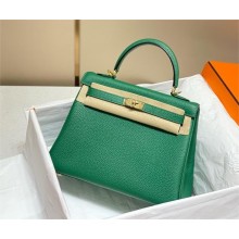 Hermes Kelly 25 Bag In togo Leather VERT VERTIGO with gold hardware