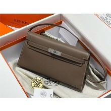 Hermes Kelly Elan Bag In epsom Leather elephant gray with silver hardware