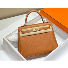 Hermes Kelly 25 Bag In togo Leather BROWN with gold hardware