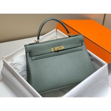 Hermes Kelly 25 Bag In togo Leather VERT AMANDE with gold hardware