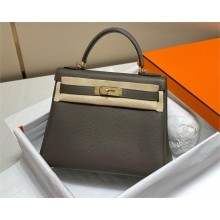 Hermes Kelly 25 Bag In togo Leather ETAIN with gold hardware