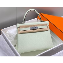 Hermes Kelly 25 Bag In togo Leather vert fizz with SILVER hardware