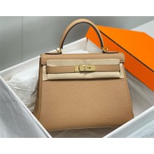 Hermes Kelly 25 Bag In togo Leather chai with gold hardware