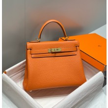 Hermes Kelly 25 Bag In togo Leather orange with gold hardware
