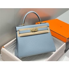 Hermes Kelly 25 Bag In togo Leather blue lin with gold hardware