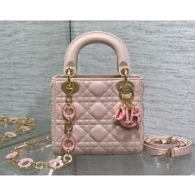 dior Mini Lady Dior Bag in pink Cannage Lambskin with O-link chain 2024