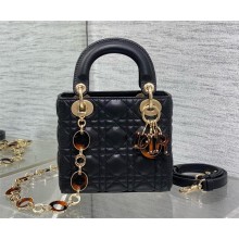 dior Mini Lady Dior Bag in Black Cannage Lambskin with O-link chain 2024