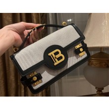 balmain b-buzz 24 shoulder bag in canvas and leather black 2024
