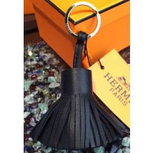 HERMES GOATSKIN TASSEL KEY HOLDER BLACK