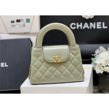 Chanel Shiny Aged Calfskin Mini Shopping Bag AS4416 army green 2024 (ORIGINAL QUALITY)
