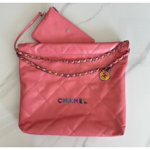 Chanel Shiny Calfskin & Rainbow Metal PINK 22 Handbag AS3261 2024