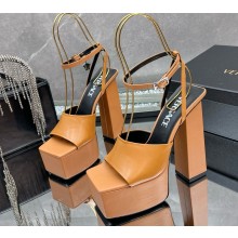 Versace Heel 14cm Platform 5cm Platform Sandals calfskin beige 2025