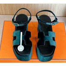 Hermes women's Jam 60 sandal in suede calfskin green 2024