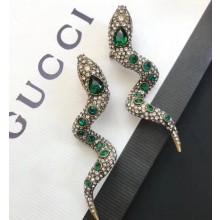 Gucci Snake Earrings with Crystals 591788 Green 2019