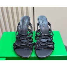 Bottega Veneta heel 9.5cm woven sheepskin sandals black 2024