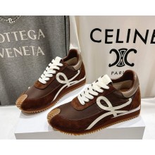 Loewe women/men Flow Runner 2.0 in nylon and suede Gradient brown/white 2025