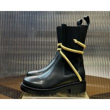 Rene Caovilla Juniper Black And Gold Biker Boot 45  2024
